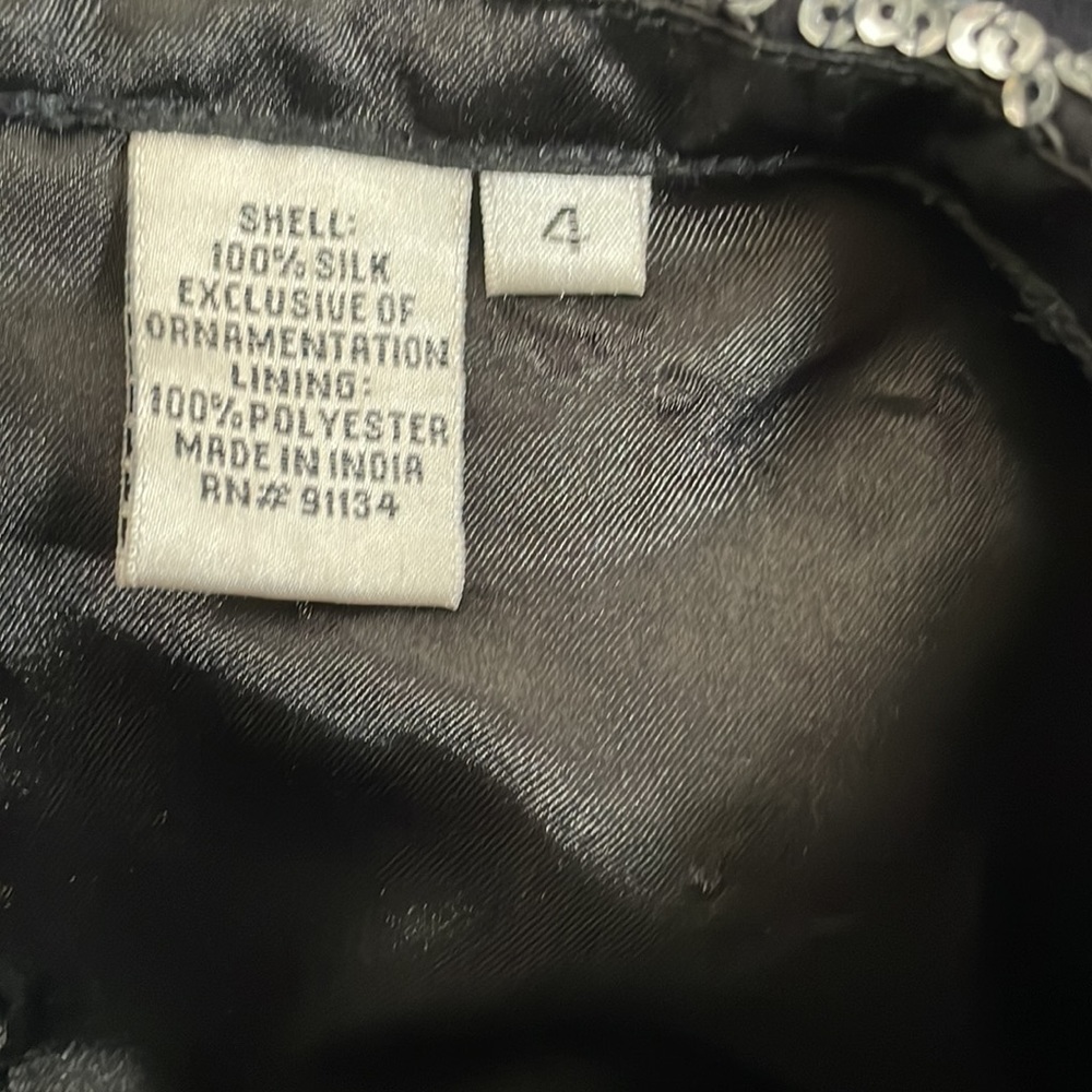 Scala SILK chiffon layered ruffled Black dress with silver beading Short S, 4 - Picture 9 of 10